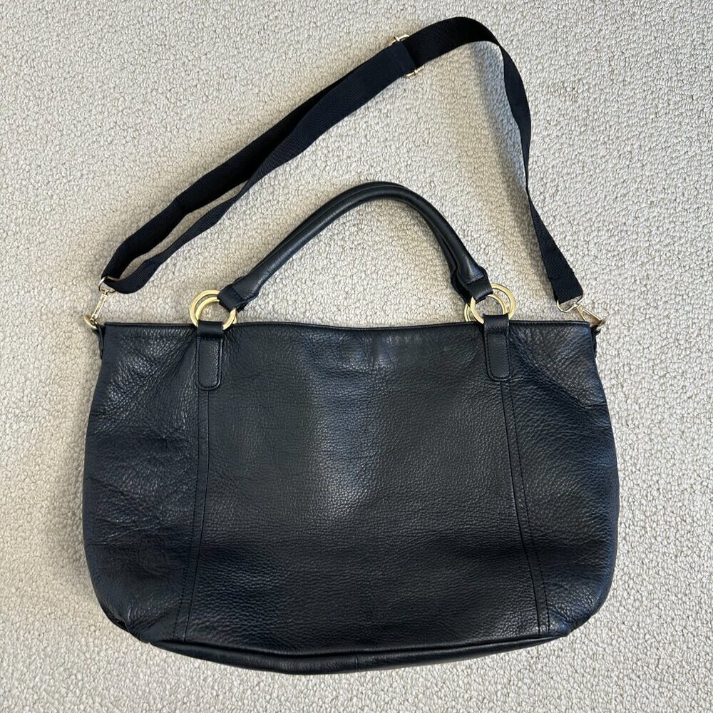 Gili Leather Tote‎ Bag Black Pebbled